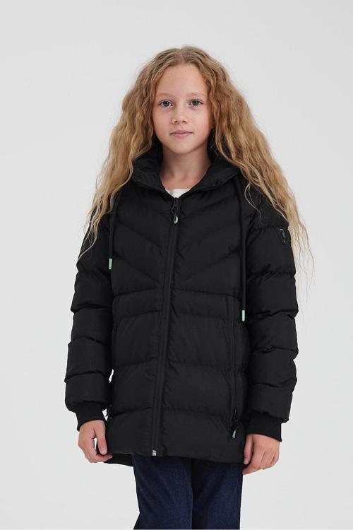 Siyah Kız Çocuk Su Ve Rüzgar Geçirmez Içi Kalın Kürklü Yıkanılabilir Mont & Kaban