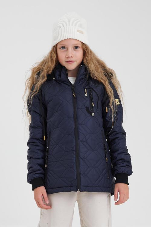 Mavi Kız Çocuk Su Ve Rüzgar Geçirmez Çıkartılabilir Kapüşonlu Kapitone Mont&Kaban