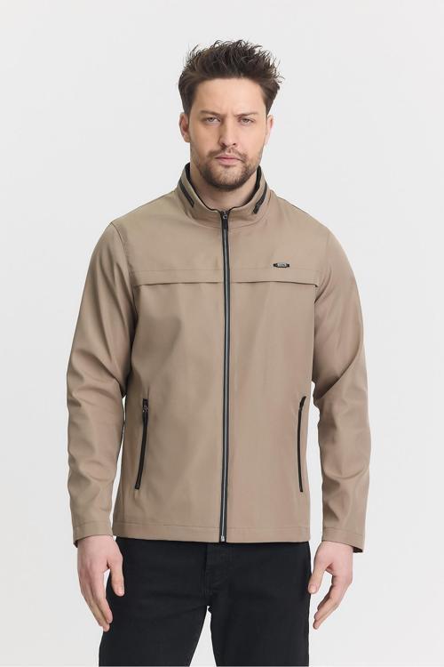 Krem Erkek Pamuk Polyester Karışımlı Su Ve Rüzgar Geçirmez Mevsimlik&Yazlık Mont