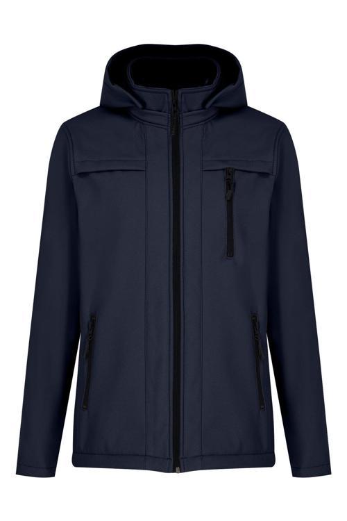 Lacivert Erkek %100 Su Geçirmez İçi Polarlı İç Çepli Çıkartılabilir Kapüşonlu Softshell Mont&Kaban