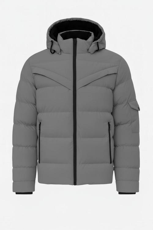 Erkek Gri Erkek Outdoor Su Geçirmez Kapüşonlu Kışlık Kaban – Rüzgar Ve Yağmura Dayanıklı Mont&Kaban