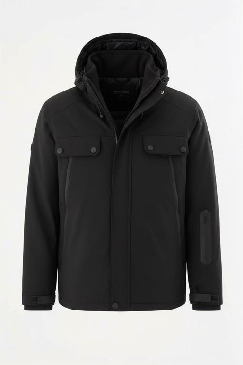 Erkek Siyah Outdoor Su İtici Kapüşonlu Kaban – Rüzgar Geçirmez, Hafif Ve Dayanıklı