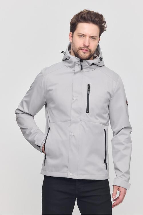 Bej Erkek Sabit Kapüşonlu Mont&Kaban