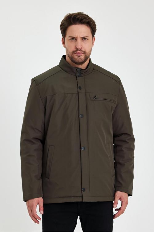 Yeşil İçi Kalın Kürklü Klasik Rüzgar Ve Su Geçirmez Mont&Kaban