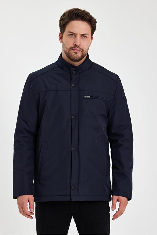 Lacivert İçi Kalın Kürklü Klasik Rüzgar Ve Su Geçirmez Mont&Kaban