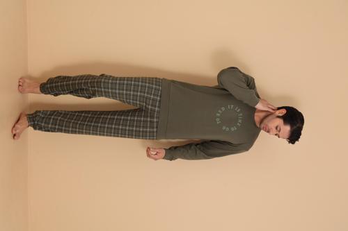 FLKN 7003 İnterlok Kışlık Ekose Pijamalı Erkek Pijama Takımı