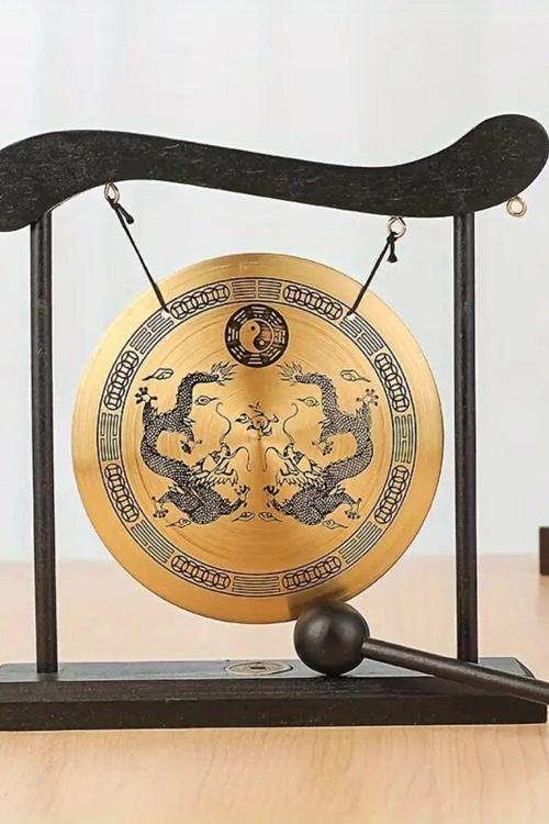 Feng Shui Metal Gong Pirinç Yin Yang Yin Yang Çift Ejderha Masa Üstü