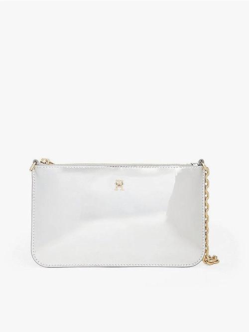 TH Icon Metalik Zincirli Omuz Kadın Gri Cüzdan AW0AW18219PE6