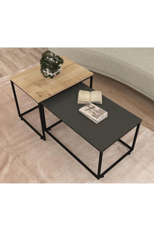 Budino Demir Ayaklı Orta Sehpa Safir - Antrasit