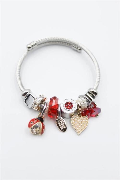 Uğur Böceği Charmlı Bilezik - Kırmızı