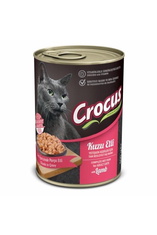 12 Adet Crocüs Kuzu Etli Yetişkin Kedi Yaş Mama Konserve 400 Gr