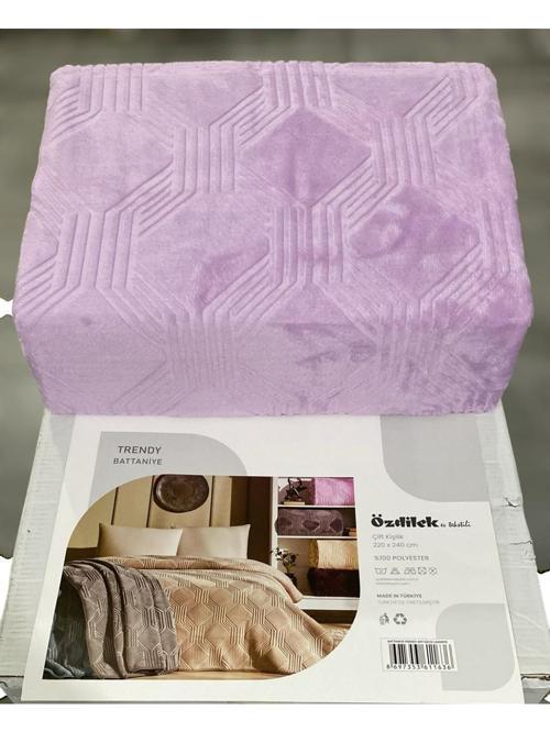 Trendy Embos Tek Kişilik Battaniye (155x220)-Art Deco Lila