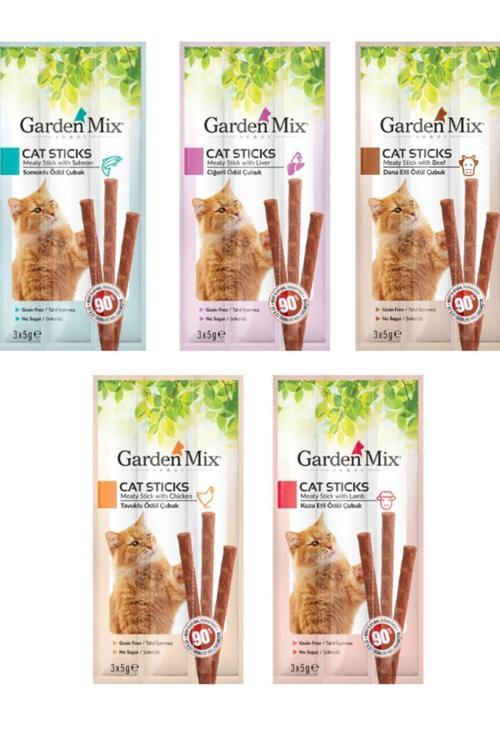 5'Li Kedi Stick Set (Kuzu Etli,Somonlu,Cigerli,Dana Etli,Tavuklu)