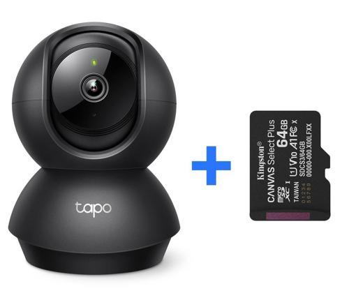 Tapo C211 2k 3mp Yatay ve Dikey Ev Güvenliği Wi-Fi Kamerası + Kingston Canvas Select Plus 64GB microSD
