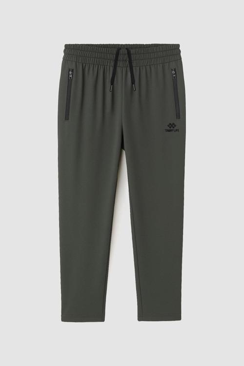 Haki Fermuarlı Klasik Paça Battal Büyük Beden Erkek Eşofman Altı - 84947