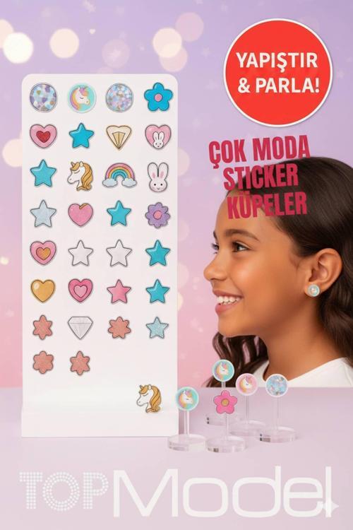Unicorn Sticker Küpe Seti – 60’tan Fazla Renkli Tasarım, Zararsız ve Eğlenceli Kullanım