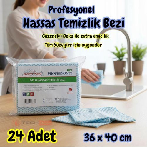 Softtex Profesyonel Süper Emici Hassas Büyük Boy 36x40cm Temizlik Bezi 24'lü