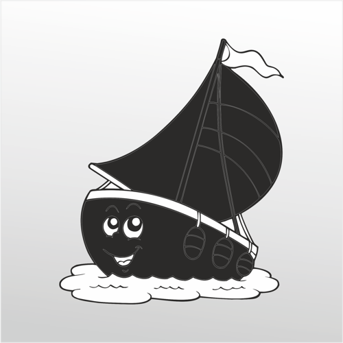 Folyo Sticker Gülen Tekne 80cm Uzunluk