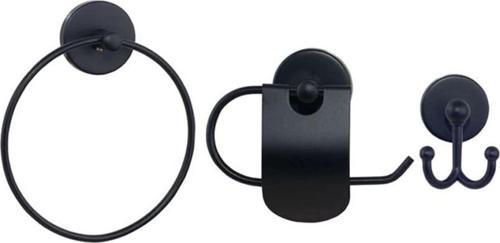 MK Yapişkanli 3'lü Banyo Aksesuar Si̇yah Set-001s