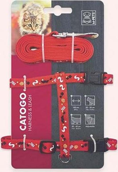 Catogo Kedi Göğüs Tasması Seti Kırmızı 90-170 Cm