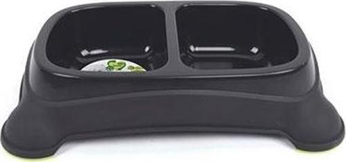 Eco Double İkili Plastik Kedi ve Köpek Mama ve Su Kabı Siyah 2x400 Ml