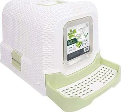 Eco Rattan Kapalı Kedi Tuvaleti Yeşil 69x42x41 Cm