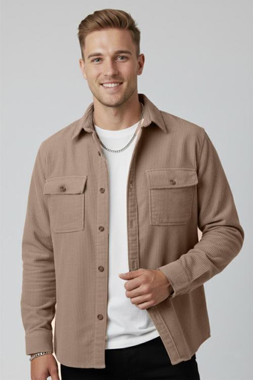 Vizon Cepli Likralı Kadife Kumaş Rahat Kesim Erkek Gömlek – Yumuşak Dokulu, Şık Tasarım Gömlek 2600759