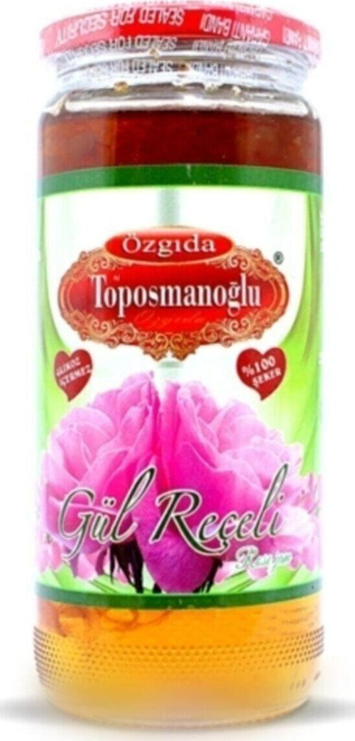 Glikozsuz Cam Kavanoz Gül Reçeli 600 gr %100 Pancar Şekeri, Renkledirici Yok