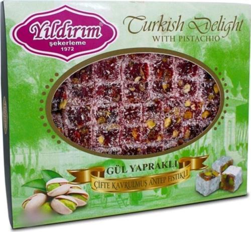 Gül Yapraklı Antep Fıstıklı Gül Lokumu 300 gr -