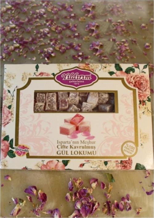 Güllü Çifte Kavrulmuş Lokum (paketli) 150g. %100 Pancar Şekeri