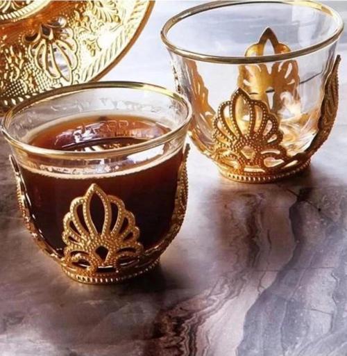 SRK013.18 Cam Gold Mırra Fincanı 6'lı