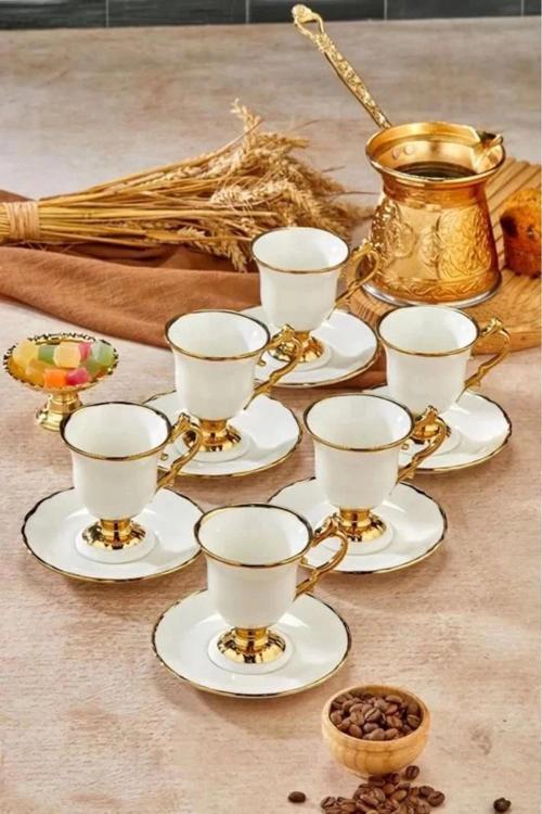 Cooker CKR3533 Gold Detaylı Porselen Kahve Fincan Takımı 6'lı