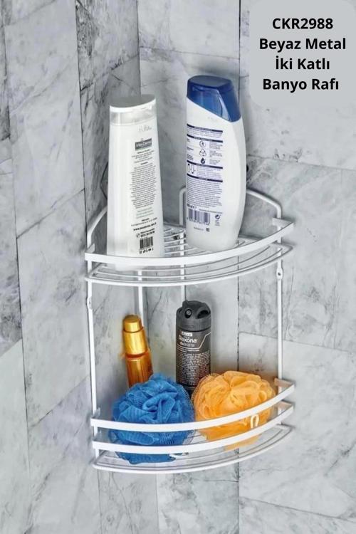 Cooker CKR2988 Beyaz Metal Banyo Rafı İki Katlı