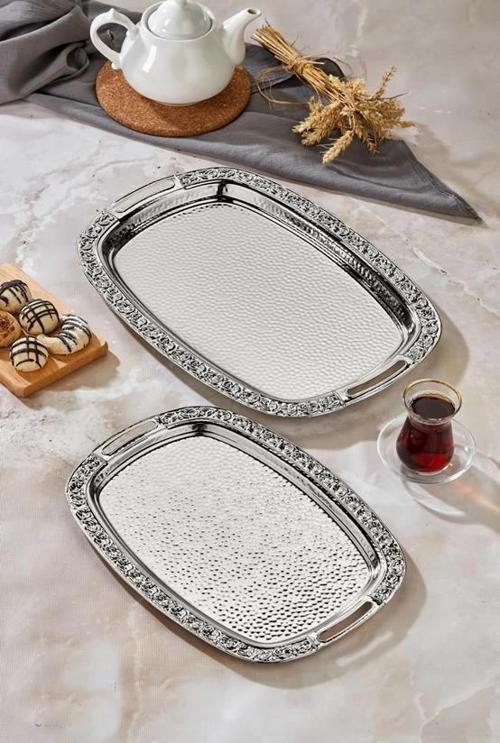 Cooker CKR3566 Çiçek Desenli Sunum Tepsisi 2'li