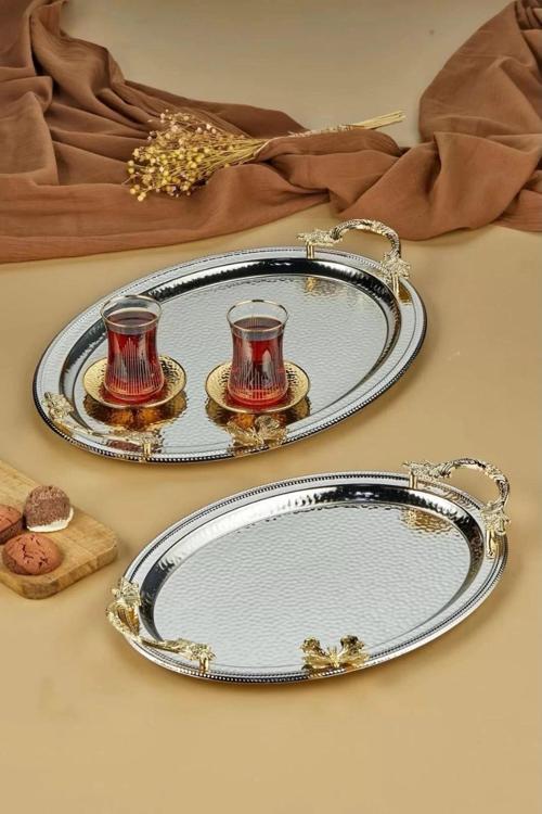 Cooker CKR3251 Kelebekli Metal Tepsi Seti 2'li