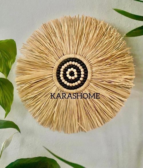 Doğal Rafya Boncuklu Duvar Süsü