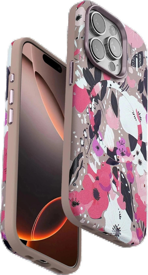 iPhone 14 Pro Max Flower Series Magsafe Kapak - Pembe-(5796)