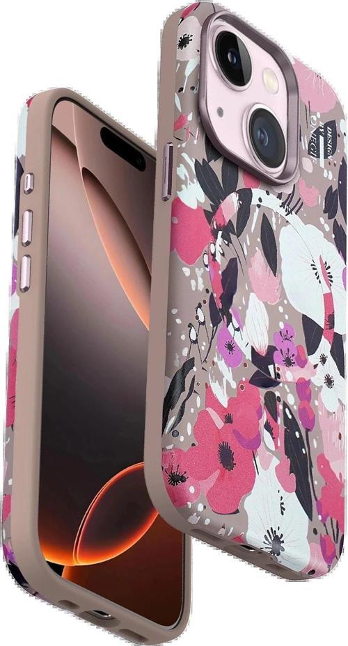 iPhone 15 Flower Series Magsafe Kapak - Pembe-(5796)