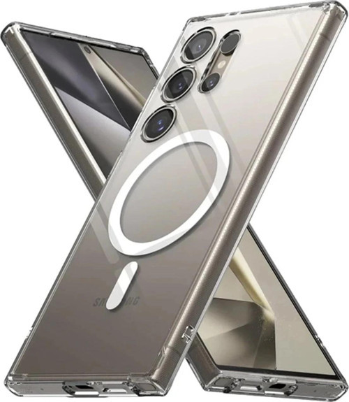 Samsung Galaxy S24 Ultra Kılıf Magneticsafe Şeffaf Silikon - Şeffaf-(5796)