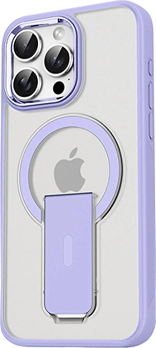 iPhone 15 Pro Tork Magsafe Standlı Kapak - Lila-(5796)