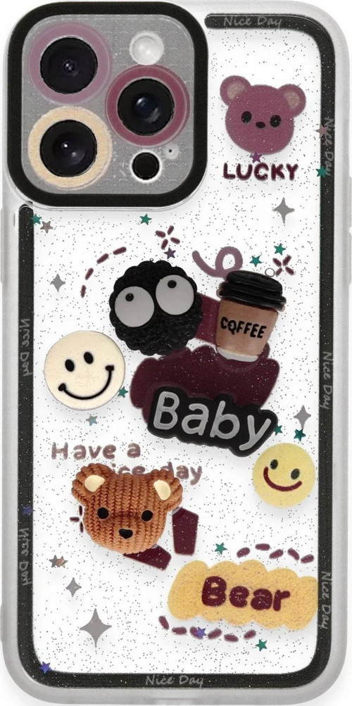 iPhone 14 Pro Kılıf Sweet Desenli Silikon Kapak - Sarı-(5796)