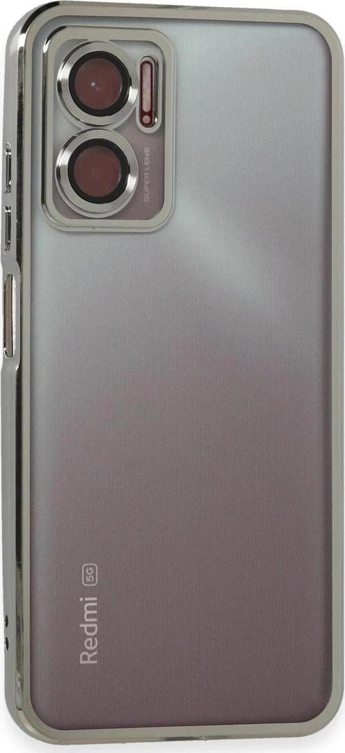 Xiaomi Redmi Note 11E Kılıf Lensli Silikon - Gümüş-(5796)
