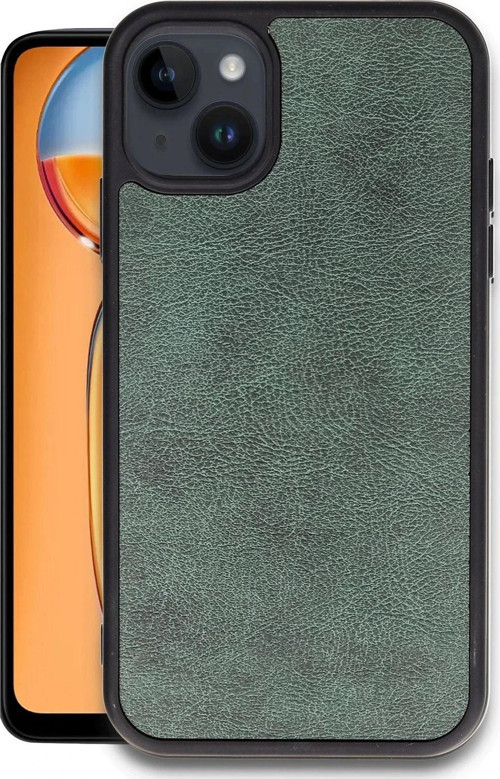 iPhone 15 Kılıf Aras Deri Kapak - Koyu Yeşil-(5796)