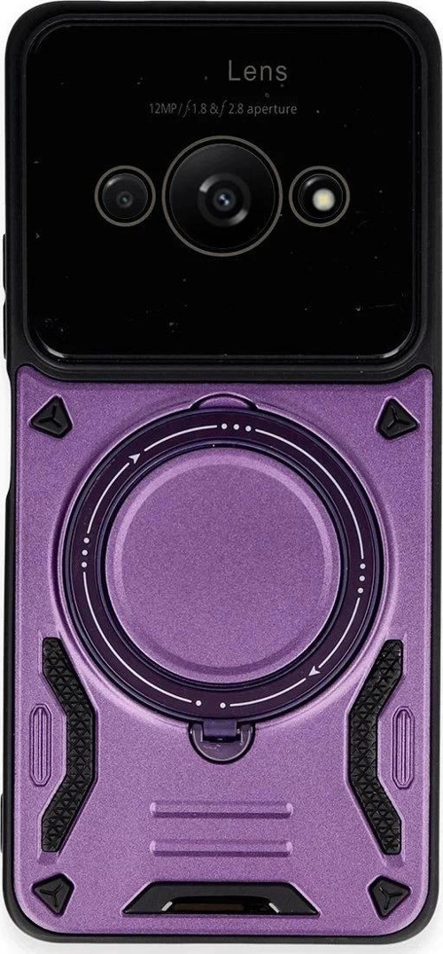 Xiaomi Poco C61 Kılıf Joy Lens Standlı Kapak - Mor-(5796)