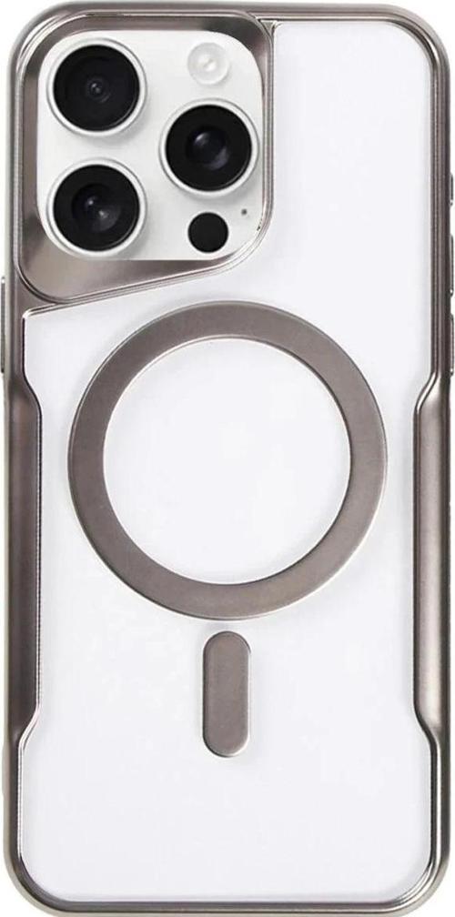 iPhone 14 Pro Max Kılıf Boyi Magsafe Silikon Kapak - Titan Gri-(5796)