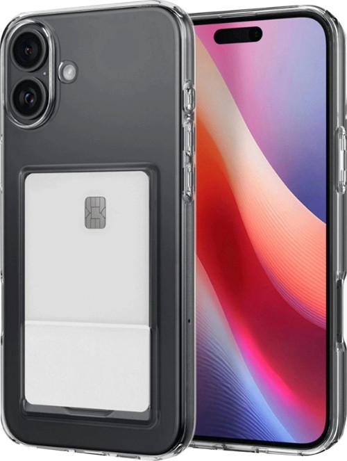 iPhone 16 Kılıf Kart Şeffaf Silikon - Şeffaf-(5796)