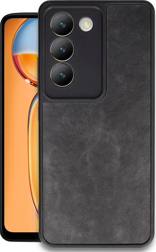 Vivo V30 Lite 4G Kılıf Aras Deri Kapak - Siyah-(5796)