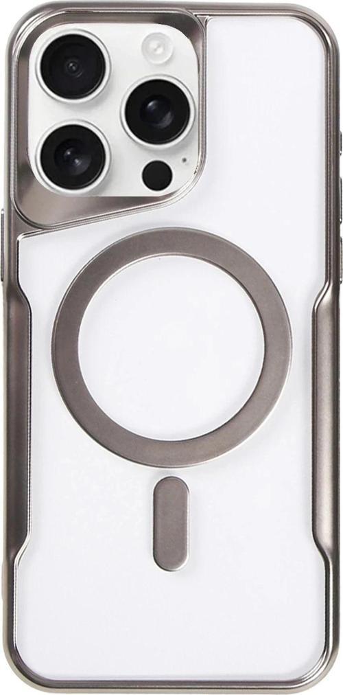 iPhone 16 Pro Kılıf Boyi Magsafe Silikon Kapak - Titan Gri-(5796)