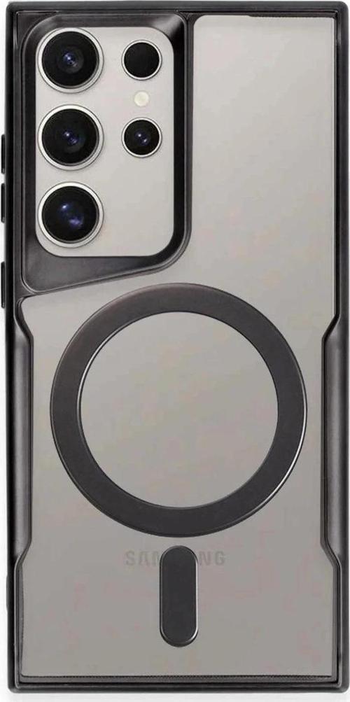 Samsung Galaxy S24 Ultra Kılıf Boyi Magsafe Silikon Kapak - Siyah-(5796)