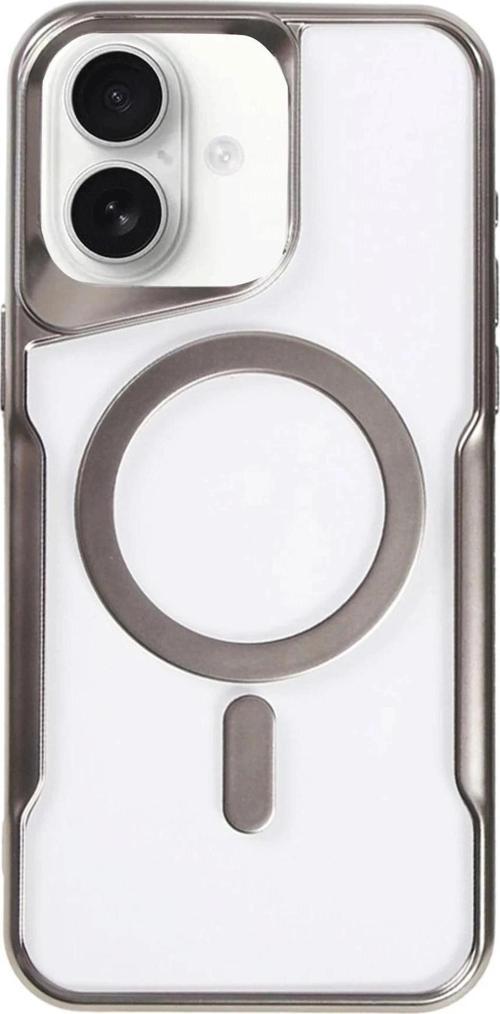 iPhone 16 Kılıf Boyi Magsafe Silikon Kapak - Titan Gri-(5796)